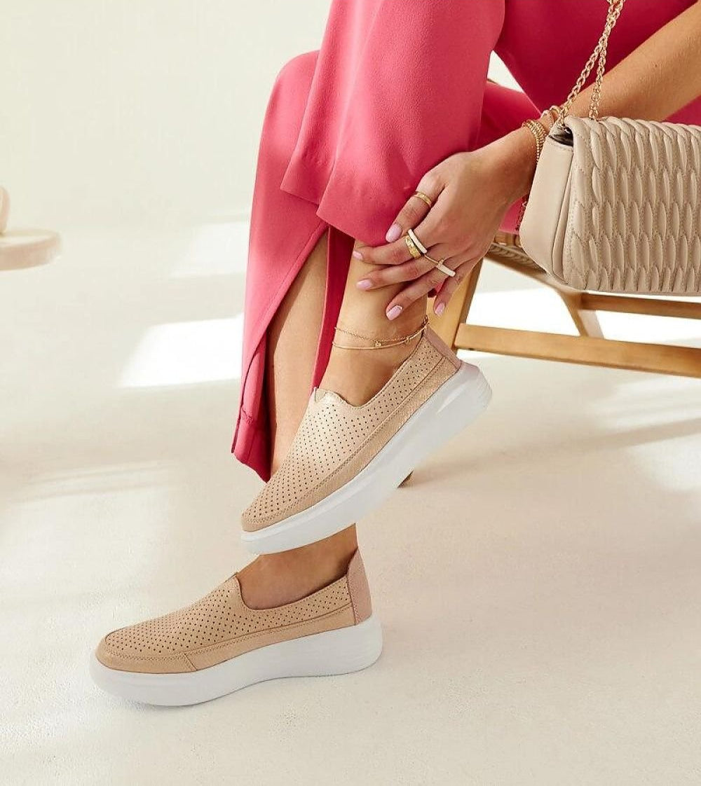 Marta metalliske gummisko til dame til dame fra MS StyleHaven, laget av Viskose; polyester; Polyamid, farge Brun, størrelse 36, med long ermer, perfekt til casual; dress