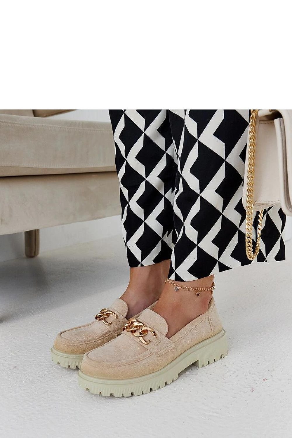 Elenor dame Beige mokkasiner i semsket skinn til dame fra MS StyleHaven, laget av Viskose; polyester; Polyamid, farge beige, størrelse 37, med long ermer, perfekt til casual; dress