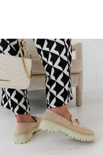 Elenor dame Beige mokkasiner i semsket skinn til dame fra MS StyleHaven, laget av Viskose; polyester; Polyamid, farge beige, størrelse 39, med long ermer, perfekt til casual; dress