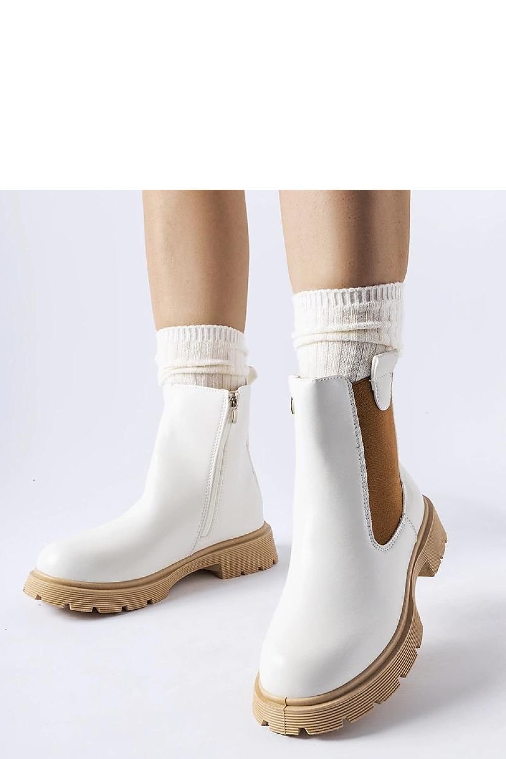 Giacinta dame hvite ankelstøvletter for høst og vår til dame fra MS StyleHaven, laget av Viskose; polyester; Polyamid, farge Hvit, størrelse 37, med long ermer, perfekt til casual; dress