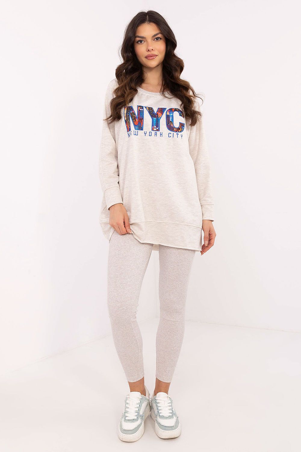 Sett med Sweatshirt og Leggings - FP til dame fra MS StyleHaven, størrelse one-size-fits-all, med long, kjolelengde midi, kjolestil sweater