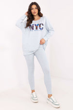 Sett med Sweatshirt og Leggings - FP til dame fra MS StyleHaven, størrelse one-size-fits-all, med long, kjolelengde midi, kjolestil sweater