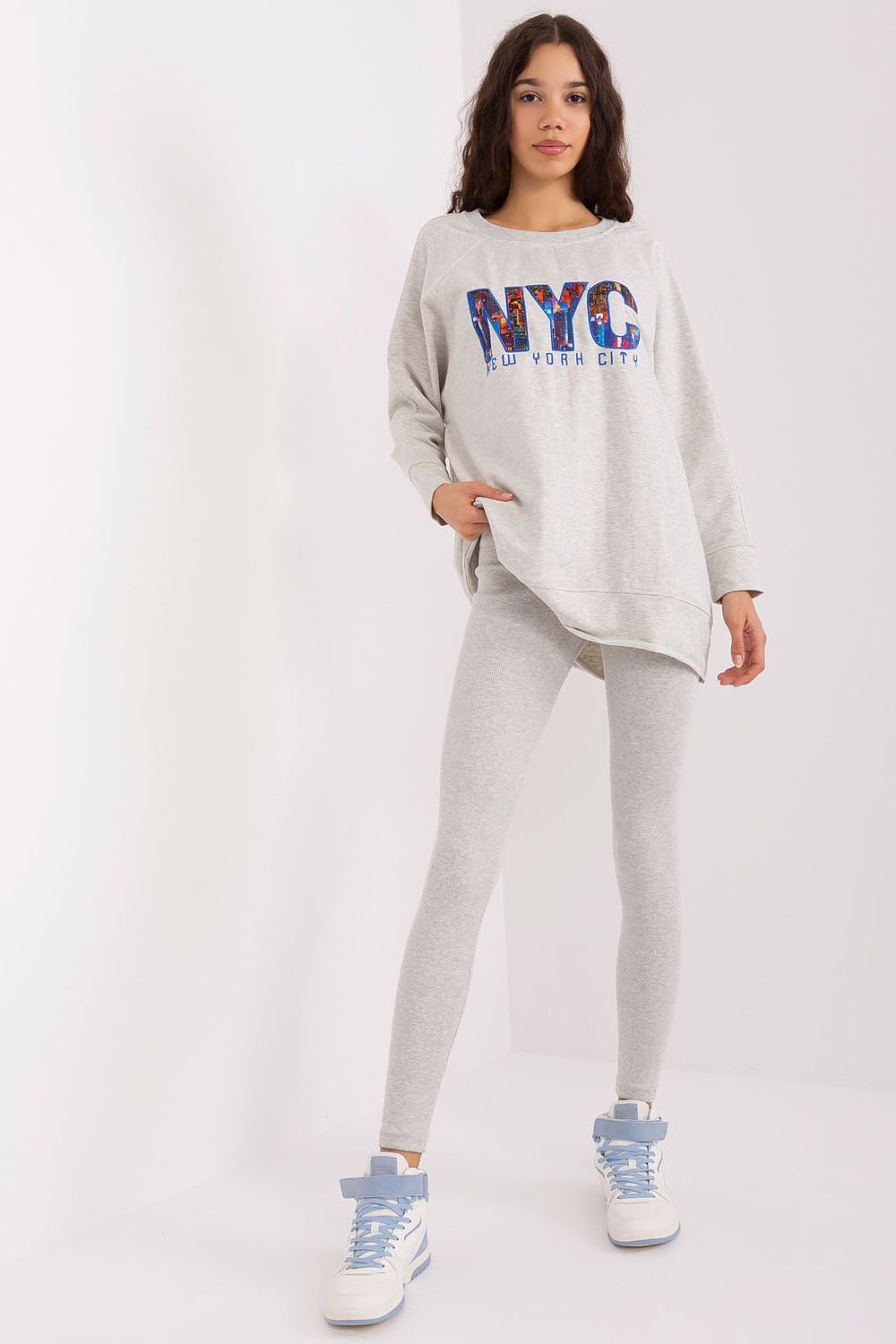 Sett med Sweatshirt og Leggings - FP til dame fra MS StyleHaven, størrelse one-size-fits-all, med long, kjolelengde midi, kjolestil sweater