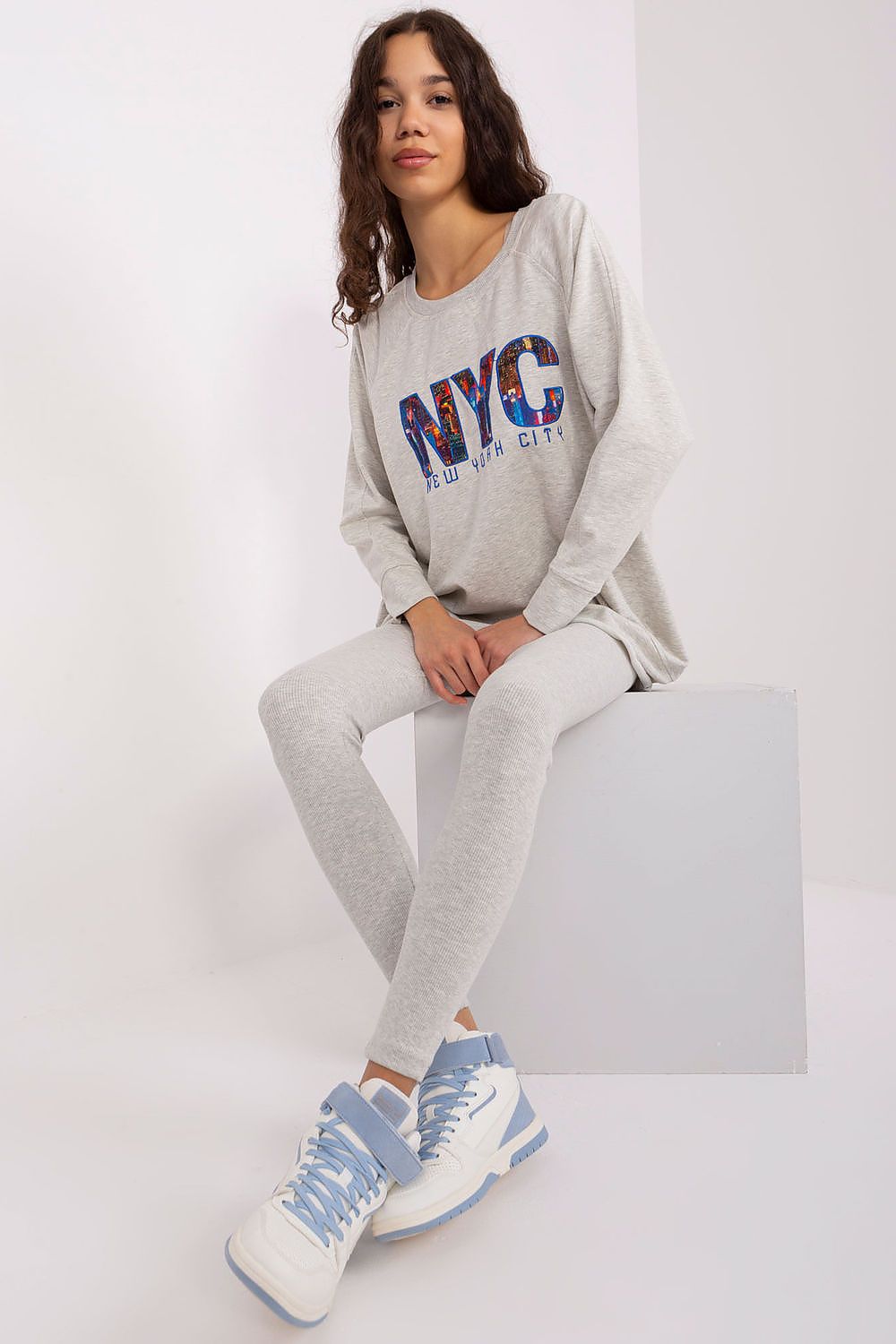 Sett med Sweatshirt og Leggings - FP til dame fra MS StyleHaven, størrelse one-size-fits-all, med long, kjolelengde midi, kjolestil sweater