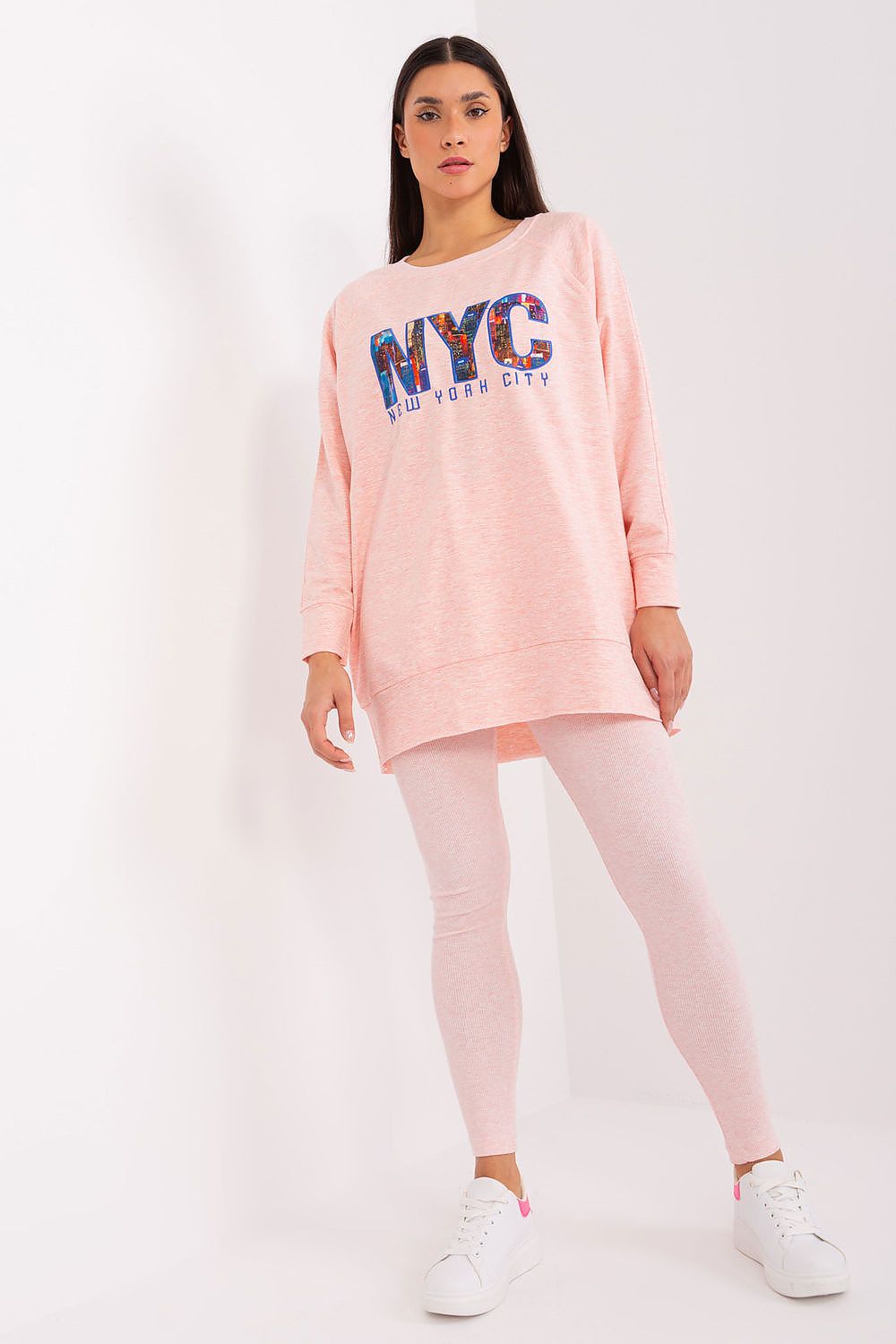 Sett med Sweatshirt og Leggings - FP til dame fra MS StyleHaven, størrelse one-size-fits-all, med long, kjolelengde midi, kjolestil sweater
