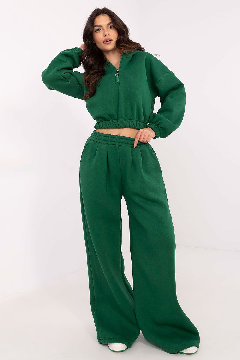 Damesett med Kort Hettegenser og Vide Bukser - FP til dame fra MS StyleHaven, størrelse one-size-fits-all, med long, kjolelengde midi, kjolestil sweater