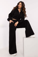 Damesett med Kort Hettegenser og Vide Bukser - FP til dame fra MS StyleHaven, størrelse one-size-fits-all, med long, kjolelengde midi, kjolestil sweater