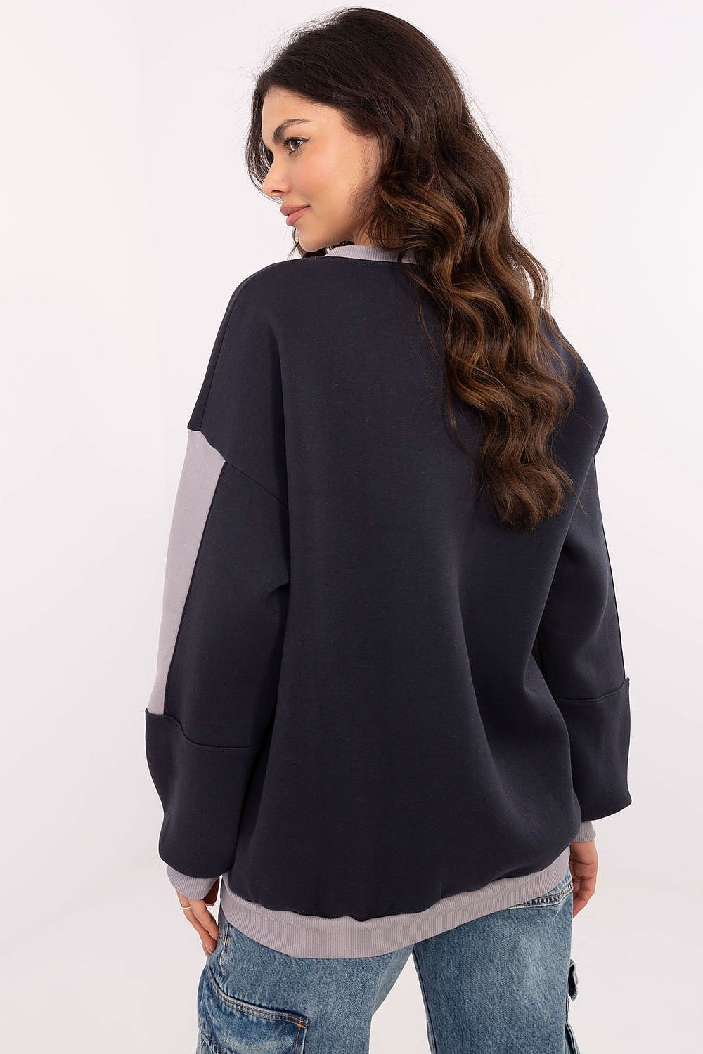 Damegenser med broderi - Sweatshirt FP til dame fra MS StyleHaven, størrelse one-size-fits-all, med long, bukselengde long, kjolelengde mini, kjolestil wrap; a-line
