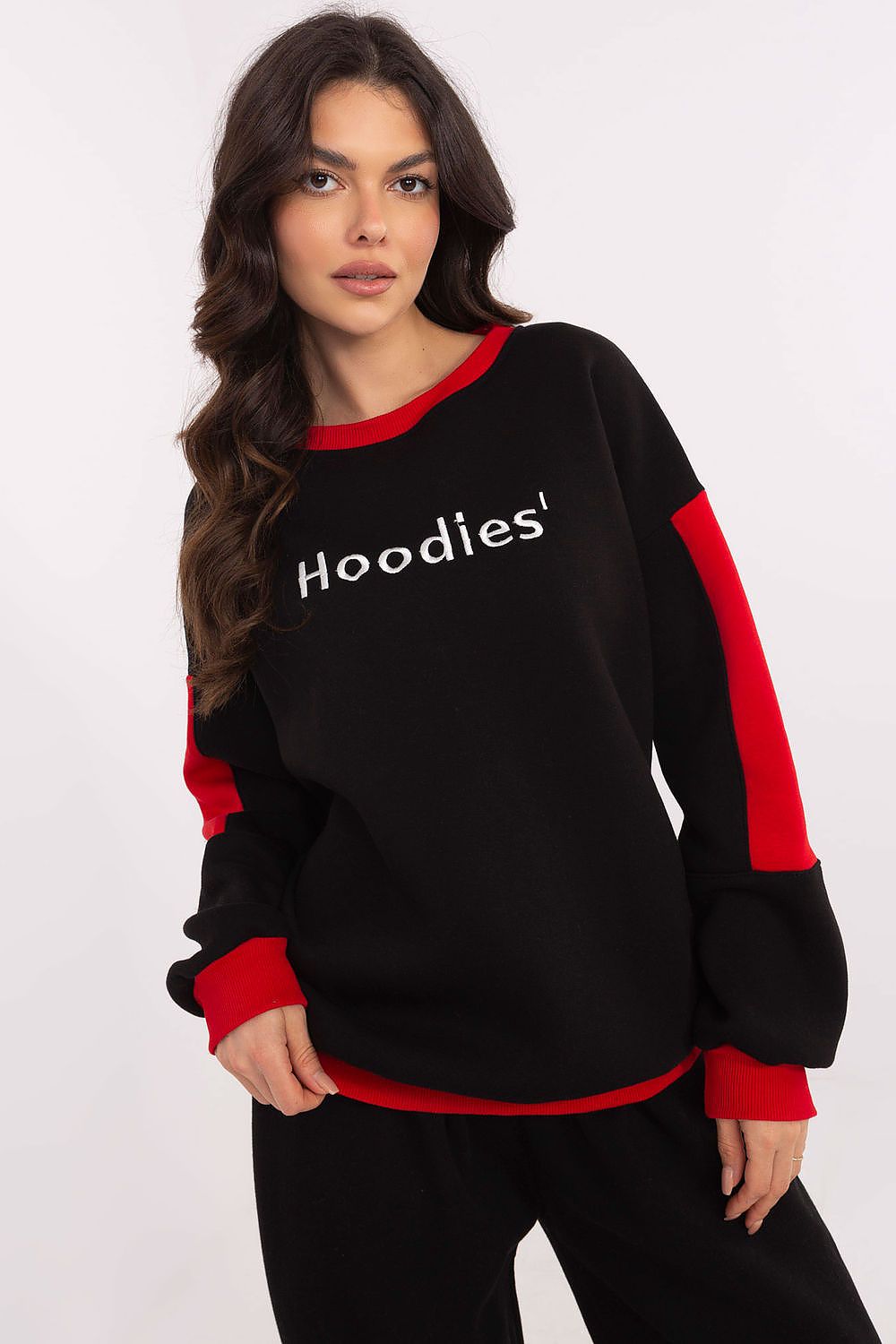 Damegenser med broderi - Sweatshirt FP til dame fra MS StyleHaven, størrelse one-size-fits-all, med long, bukselengde long, kjolelengde mini, kjolestil wrap; a-line