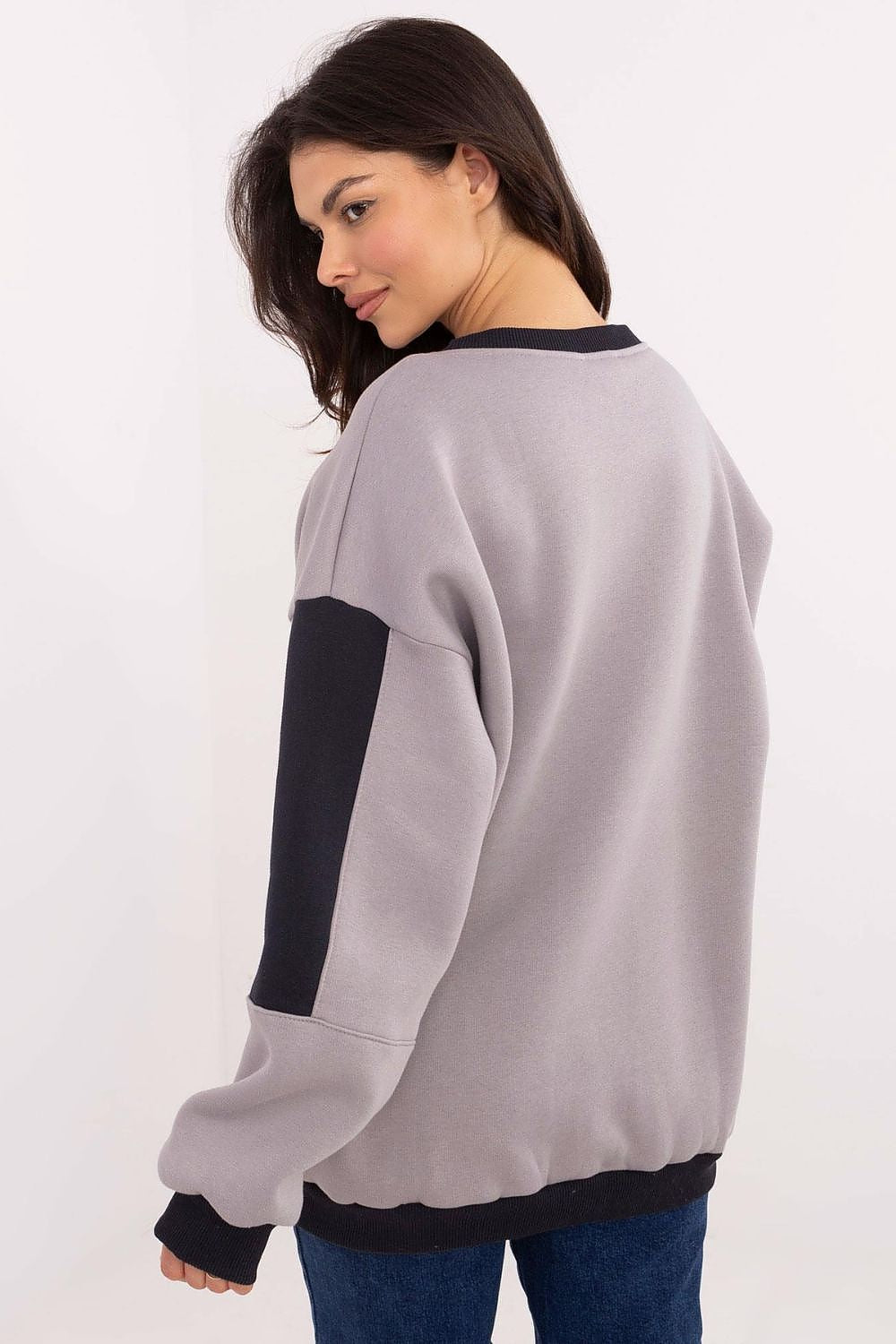 Damegenser med broderi - Sweatshirt FP til dame fra MS StyleHaven, størrelse one-size-fits-all, med long, bukselengde long, kjolelengde mini, kjolestil wrap; a-line