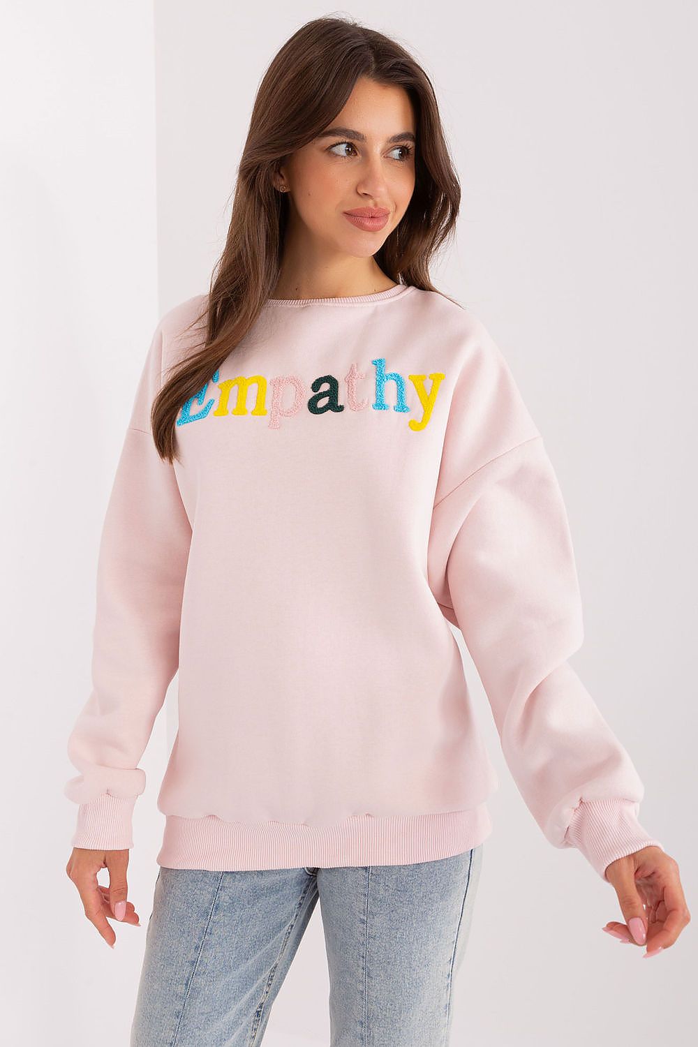 Damegenser med print - Sweatshirt FP til dame fra MS StyleHaven, størrelse one-size-fits-all, med short, bukselengde long, kjolelengde mini, kjolestil wrap; a-line