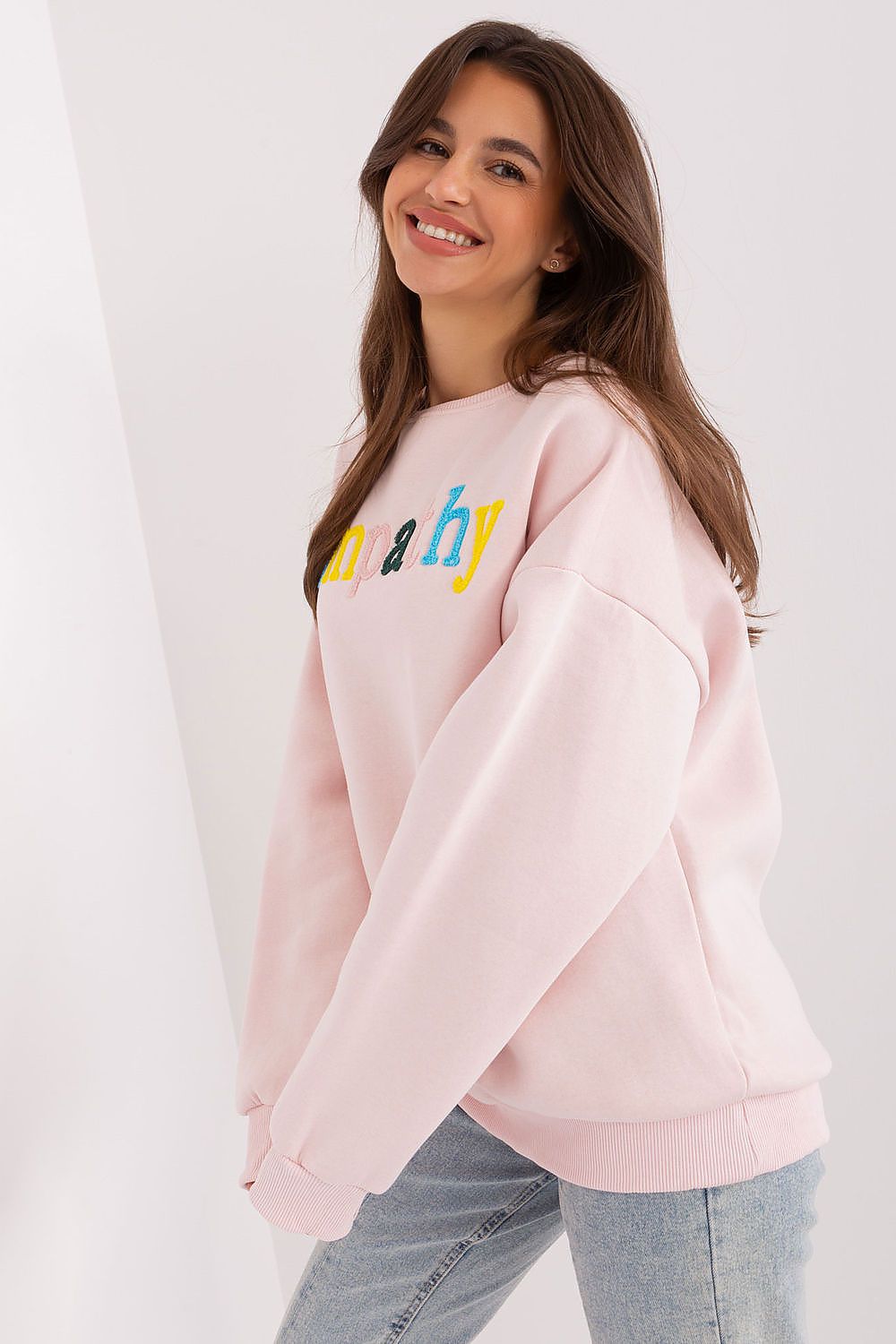 Damegenser med print - Sweatshirt FP til dame fra MS StyleHaven, størrelse one-size-fits-all, med short, bukselengde long, kjolelengde mini, kjolestil wrap; a-line