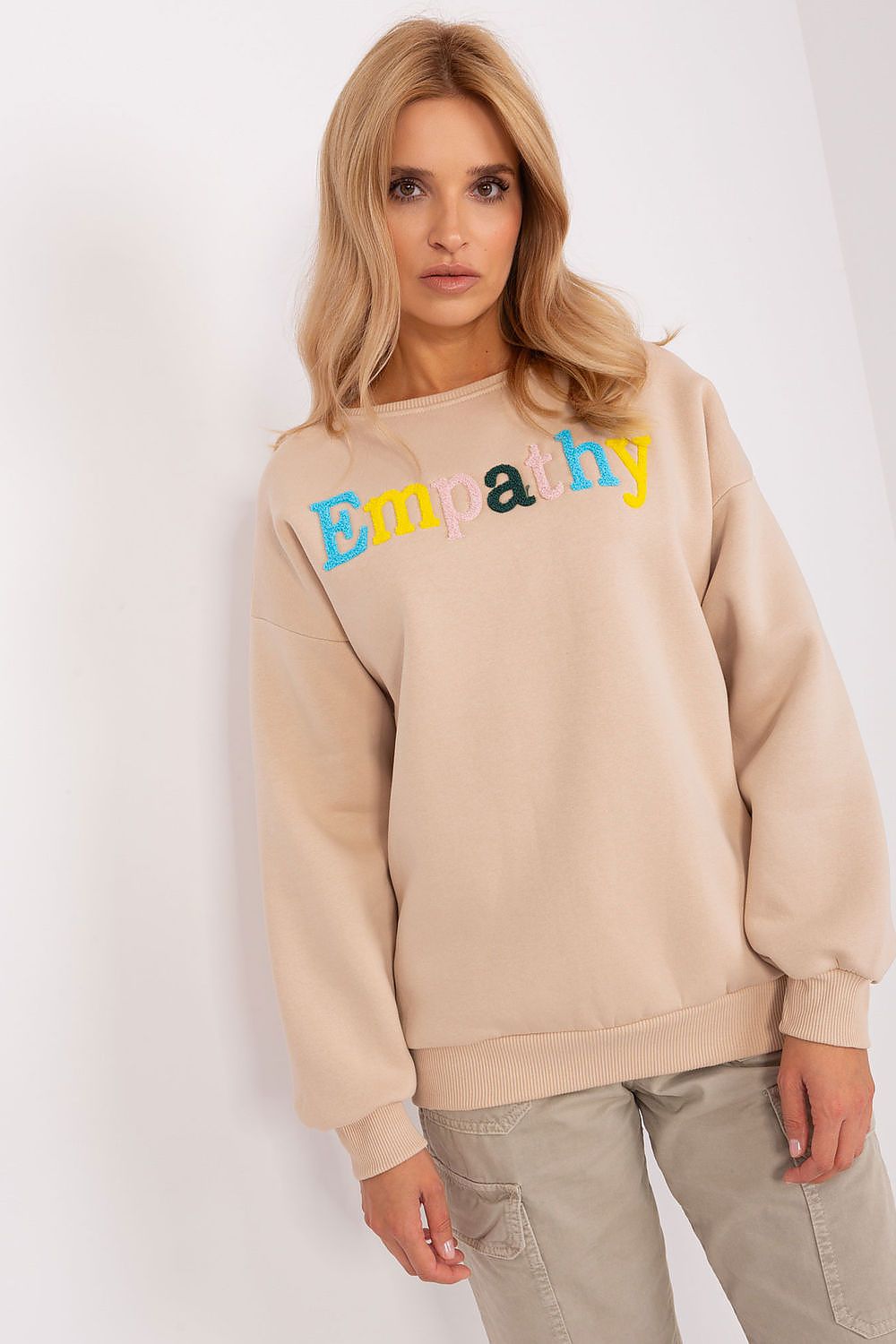 Damegenser med print - Sweatshirt FP til dame fra MS StyleHaven, størrelse one-size-fits-all, med short, bukselengde long, kjolelengde mini, kjolestil wrap; a-line