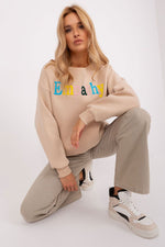 Damegenser med print - Sweatshirt FP til dame fra MS StyleHaven, størrelse one-size-fits-all, med short, bukselengde long, kjolelengde mini, kjolestil wrap; a-line
