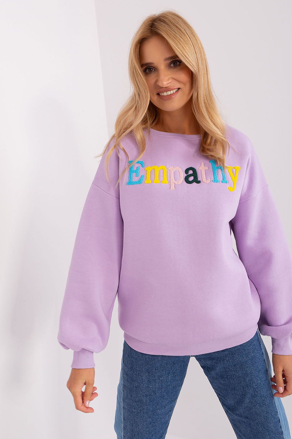 Damegenser med print - Sweatshirt FP til dame fra MS StyleHaven, størrelse one-size-fits-all, med short, bukselengde long, kjolelengde mini, kjolestil wrap; a-line