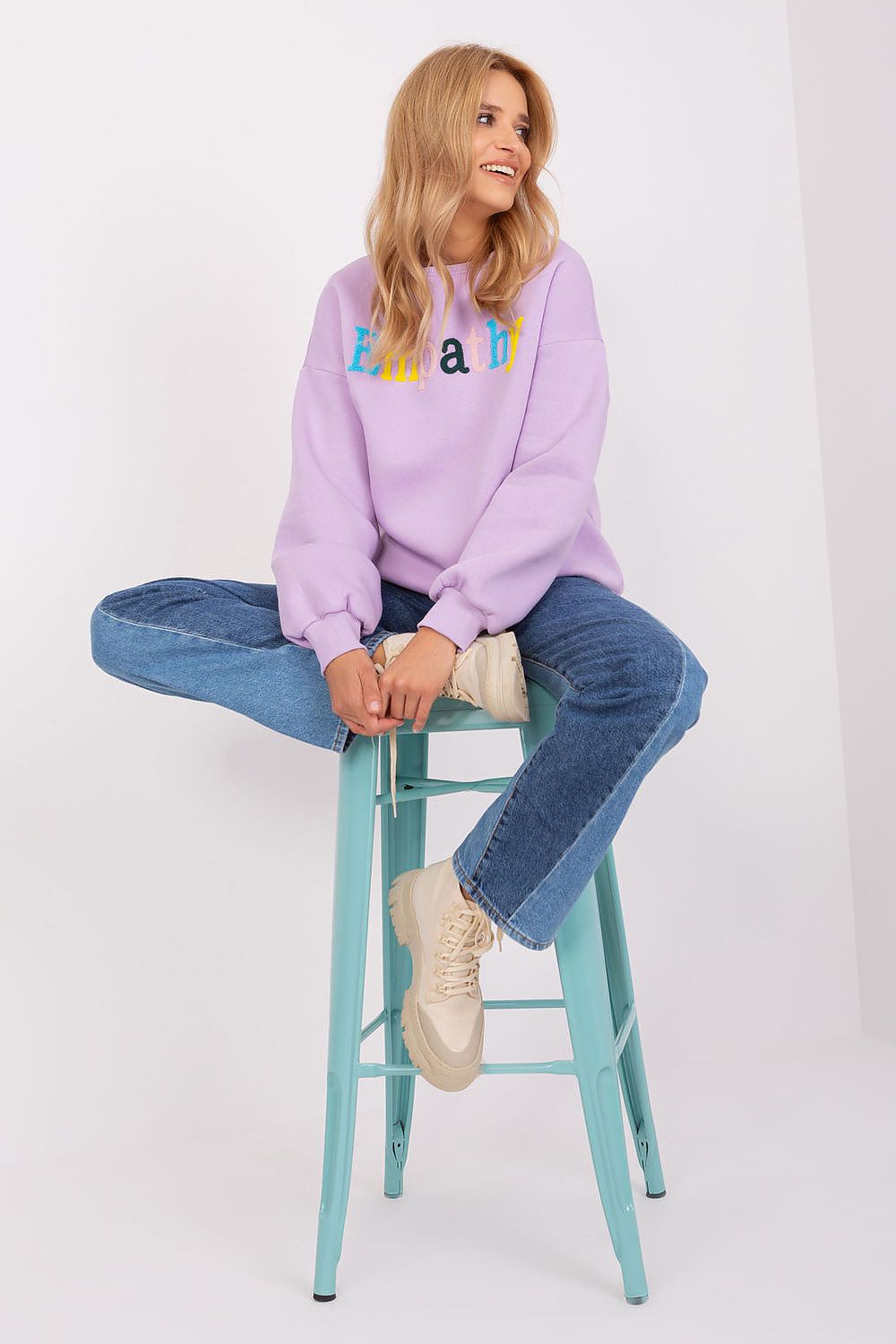 Damegenser med print - Sweatshirt FP til dame fra MS StyleHaven, størrelse one-size-fits-all, med short, bukselengde long, kjolelengde mini, kjolestil wrap; a-line