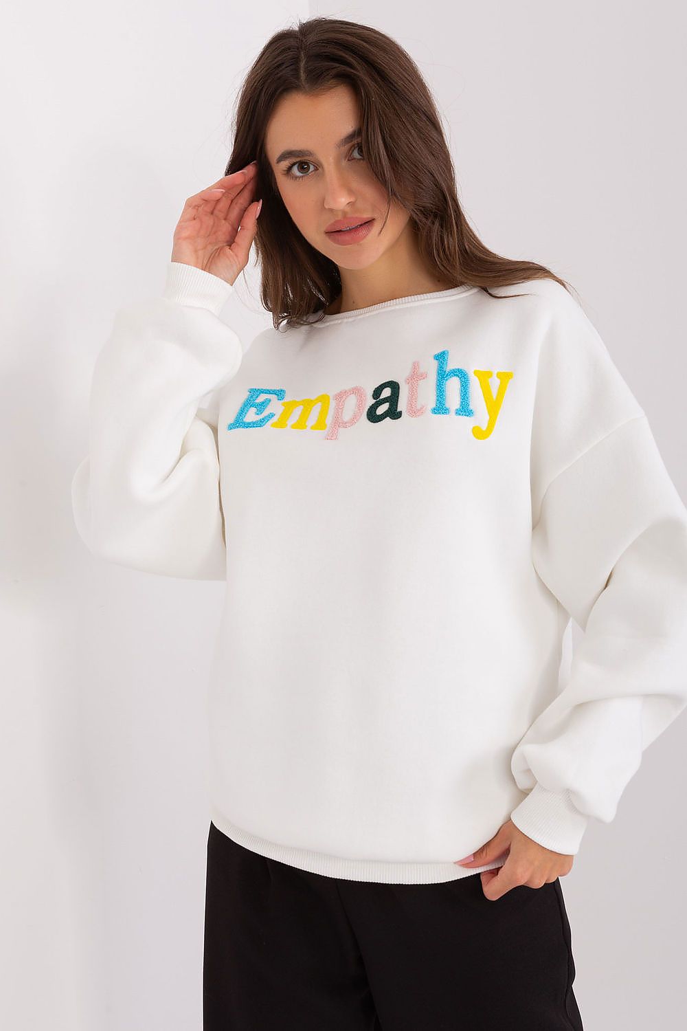 Damegenser med print - Sweatshirt FP til dame fra MS StyleHaven, størrelse one-size-fits-all, med short, bukselengde long, kjolelengde mini, kjolestil wrap; a-line