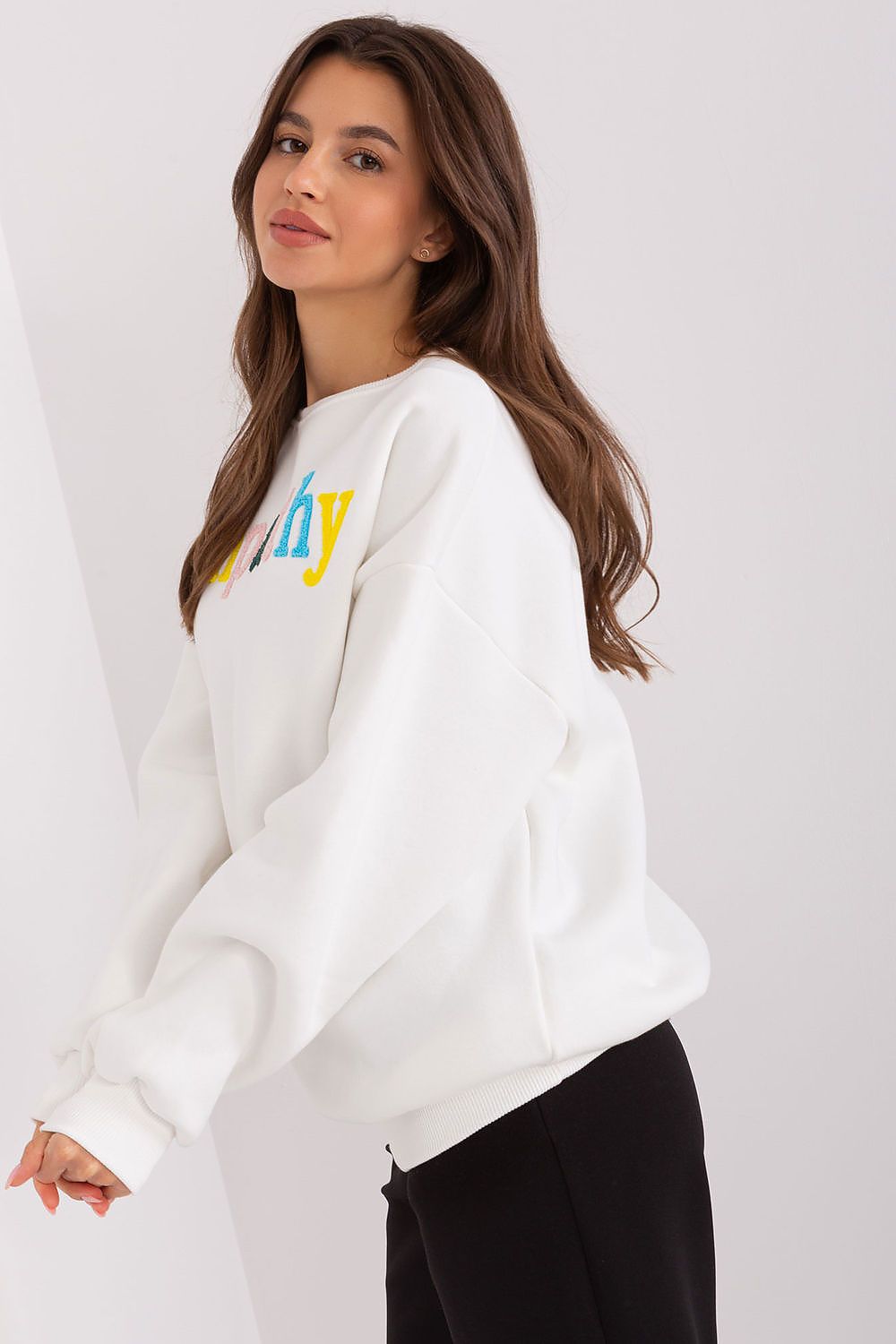 Damegenser med print - Sweatshirt FP til dame fra MS StyleHaven, størrelse one-size-fits-all, med short, bukselengde long, kjolelengde mini, kjolestil wrap; a-line