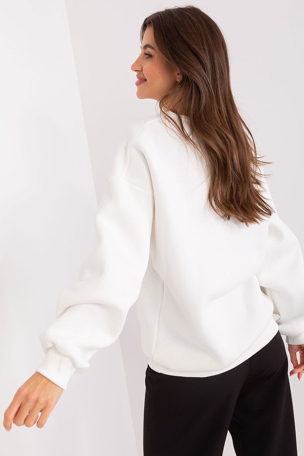 Damegenser med print - Sweatshirt FP til dame fra MS StyleHaven, størrelse one-size-fits-all, med short, bukselengde long, kjolelengde mini, kjolestil wrap; a-line