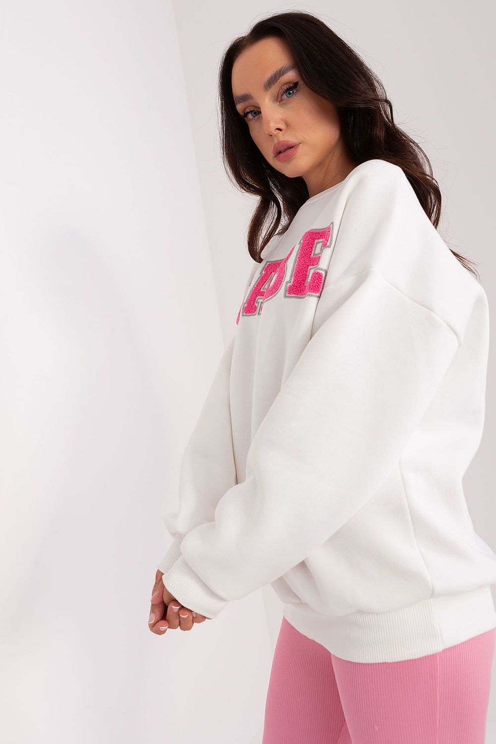Casual damegenser med print - Sweatshirt FP til dame fra MS StyleHaven, størrelse one-size-fits-all, med short, bukselengde long, kjolelengde mini, kjolestil wrap; a-line