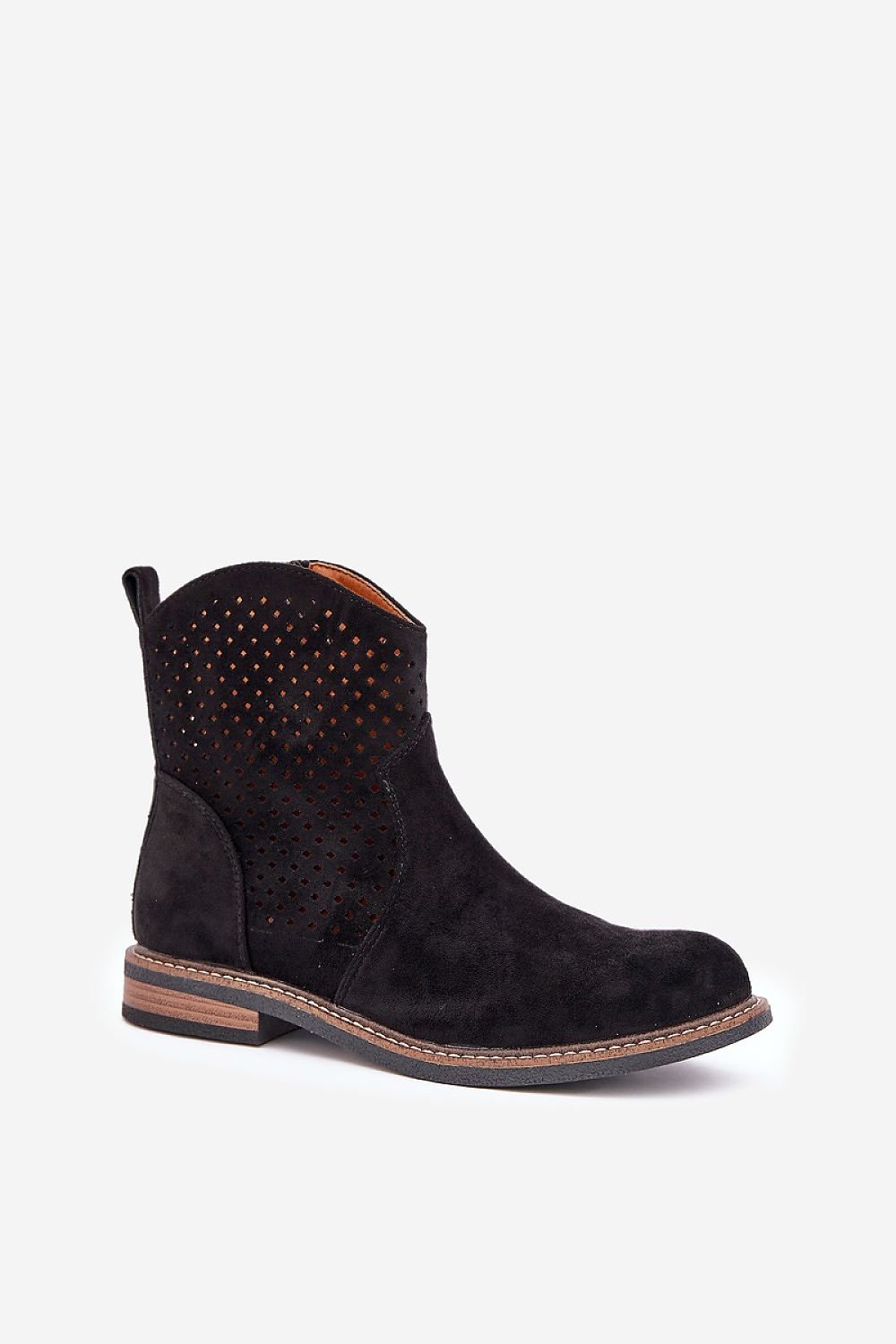 Spring Essential – Openwork øko-semsket ankelstøvler til dame til dame fra MS StyleHaven, laget av Viskose; polyester; Polyamid, farge Svart, størrelse 37, med long ermer, perfekt til casual; dress