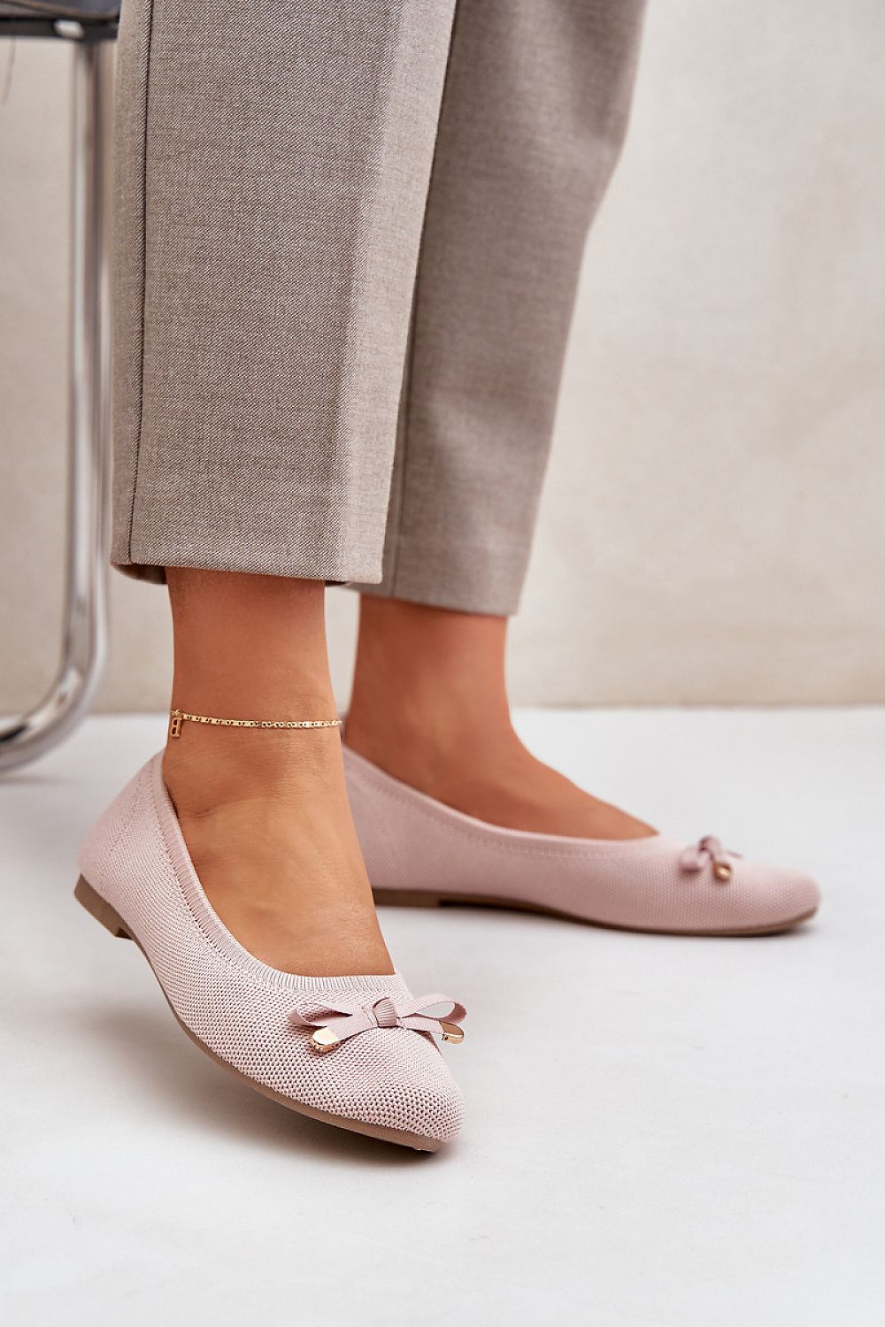 Ballett med netting til dame med sløyfe til dame fra MS StyleHaven, laget av Viskose; polyester; Polyamid, med detaljer i mesh; faux-leather, farge Rosa, størrelse 36, med long ermer, hælhøyde flat, skostørrelse 36; 37; 38; 39; 40; 41, perfekt til casual; dress