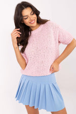 Short sleeve sweater Italy Moda fra MS StyleHaven, størrelse one-size-fits-all, med short, bukselengde long, kjolelengde midi, kjolestil wrap