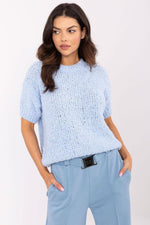 Short sleeve sweater Italy Moda fra MS StyleHaven, størrelse one-size-fits-all, med short, bukselengde long, kjolelengde midi, kjolestil wrap