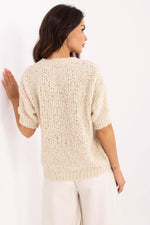 Short sleeve sweater Italy Moda fra MS StyleHaven, størrelse one-size-fits-all, med short, bukselengde long, kjolelengde midi, kjolestil wrap
