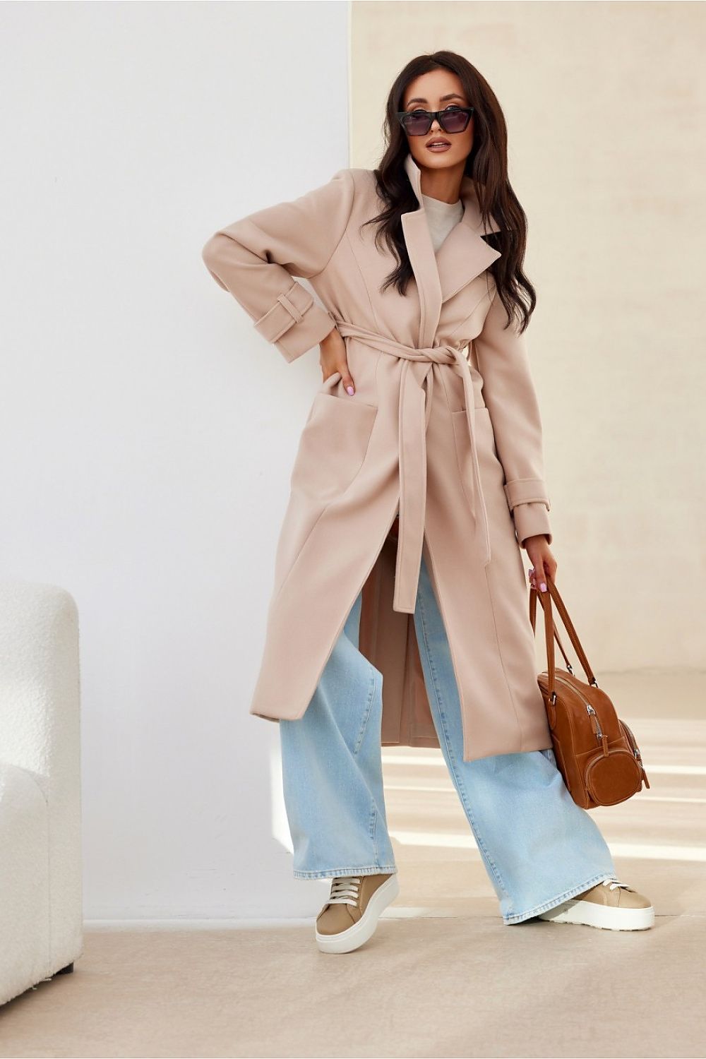 Sienna kåpe med knytebelte – Roco Fashion fra MS StyleHaven, størrelse 42, med long, bukselengde long, kjolelengde maxi, kjolestil flared; gown
