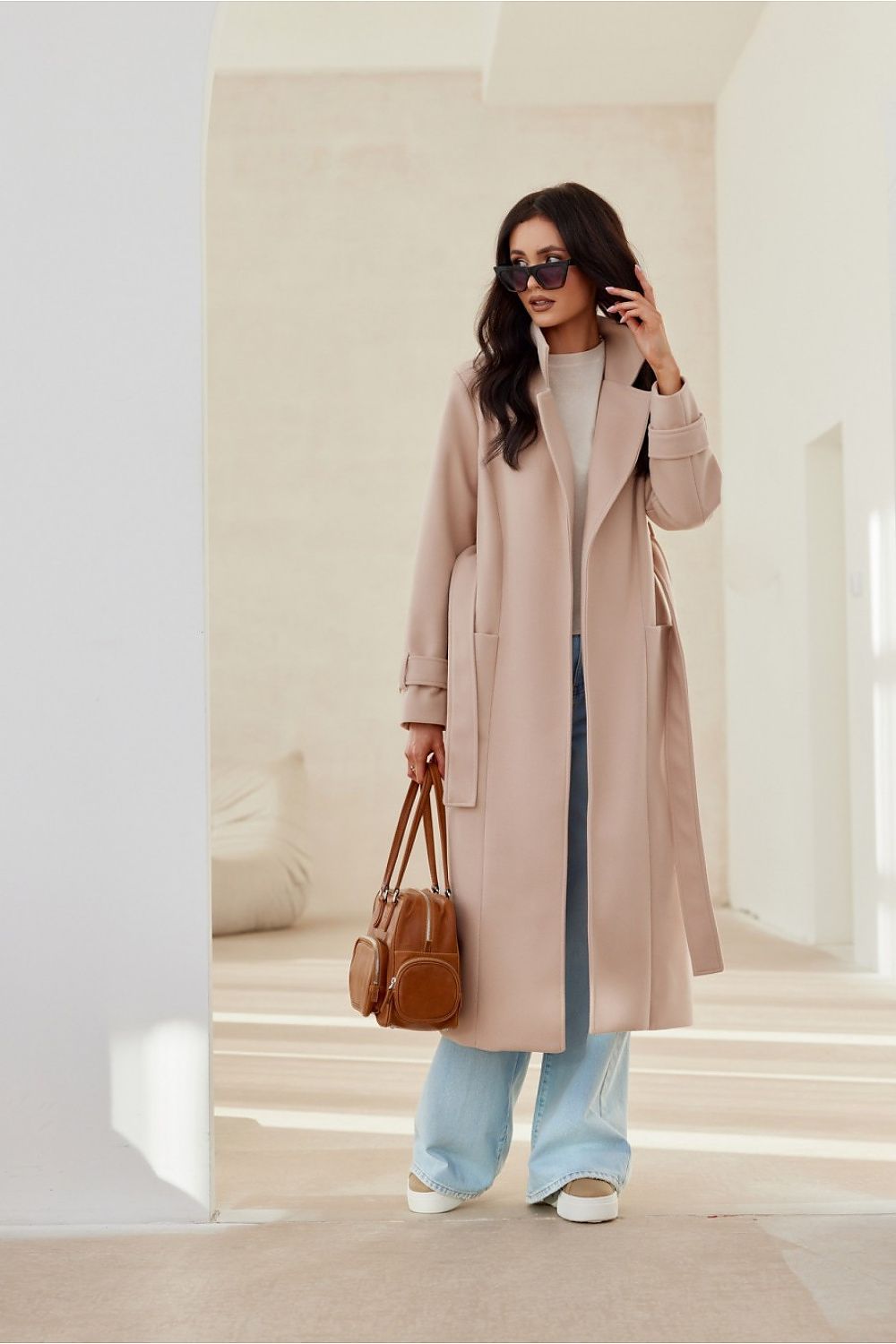 Sienna kåpe med knytebelte – Roco Fashion fra MS StyleHaven, størrelse 38, med long, bukselengde long, kjolelengde maxi, kjolestil flared; gown