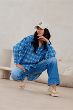 Oversized bomullsskjorte fra Roco Fashion fra MS StyleHaven, størrelse L/XL, med long, bukselengde long, kjolelengde maxi, kjolestil sheath