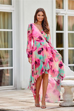 Dalia – asymmetrisk maxikjole med elegant flyt fra Roco Fashion fra MS StyleHaven, størrelse 36, med long, bukselengde long, kjolelengde maxi, kjolestil flared; gown