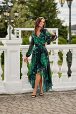 Dalia – asymmetrisk maxikjole med elegant flyt fra Roco Fashion fra MS StyleHaven, størrelse 46, med long, bukselengde long, kjolelengde maxi, kjolestil flared; gown