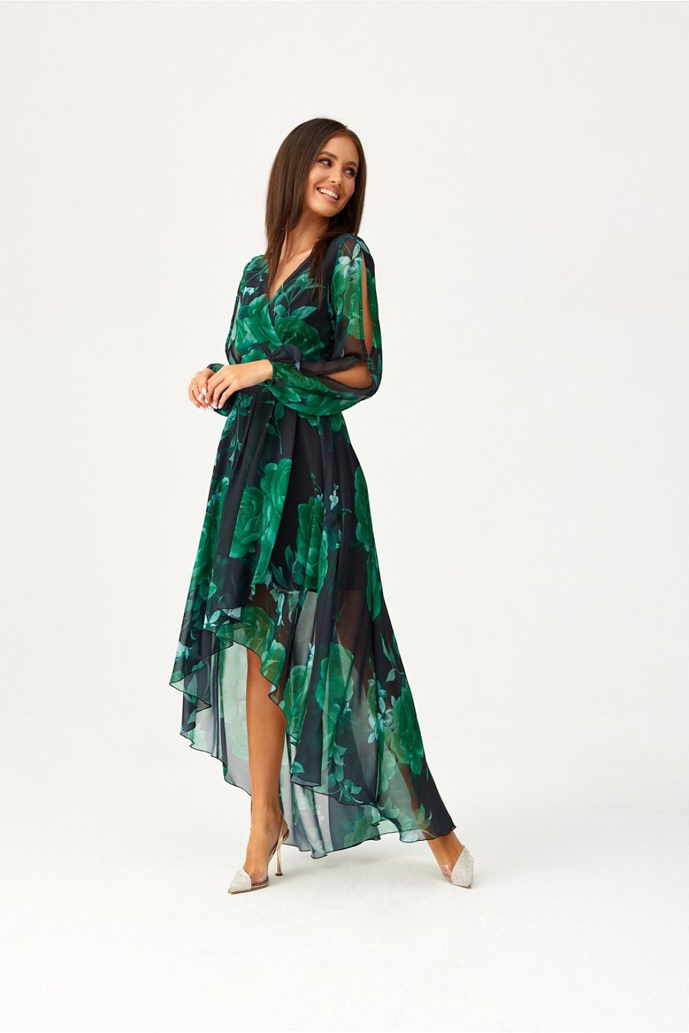 Dalia – asymmetrisk maxikjole med elegant flyt fra Roco Fashion fra MS StyleHaven, størrelse 36, med long, bukselengde long, kjolelengde maxi, kjolestil flared; gown