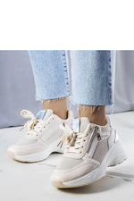 Beige Stacey Wedge dame Sneakers til dame fra MS StyleHaven, laget av Viskose; polyester; Polyamid, farge beige, størrelse 37, med long ermer, perfekt til casual