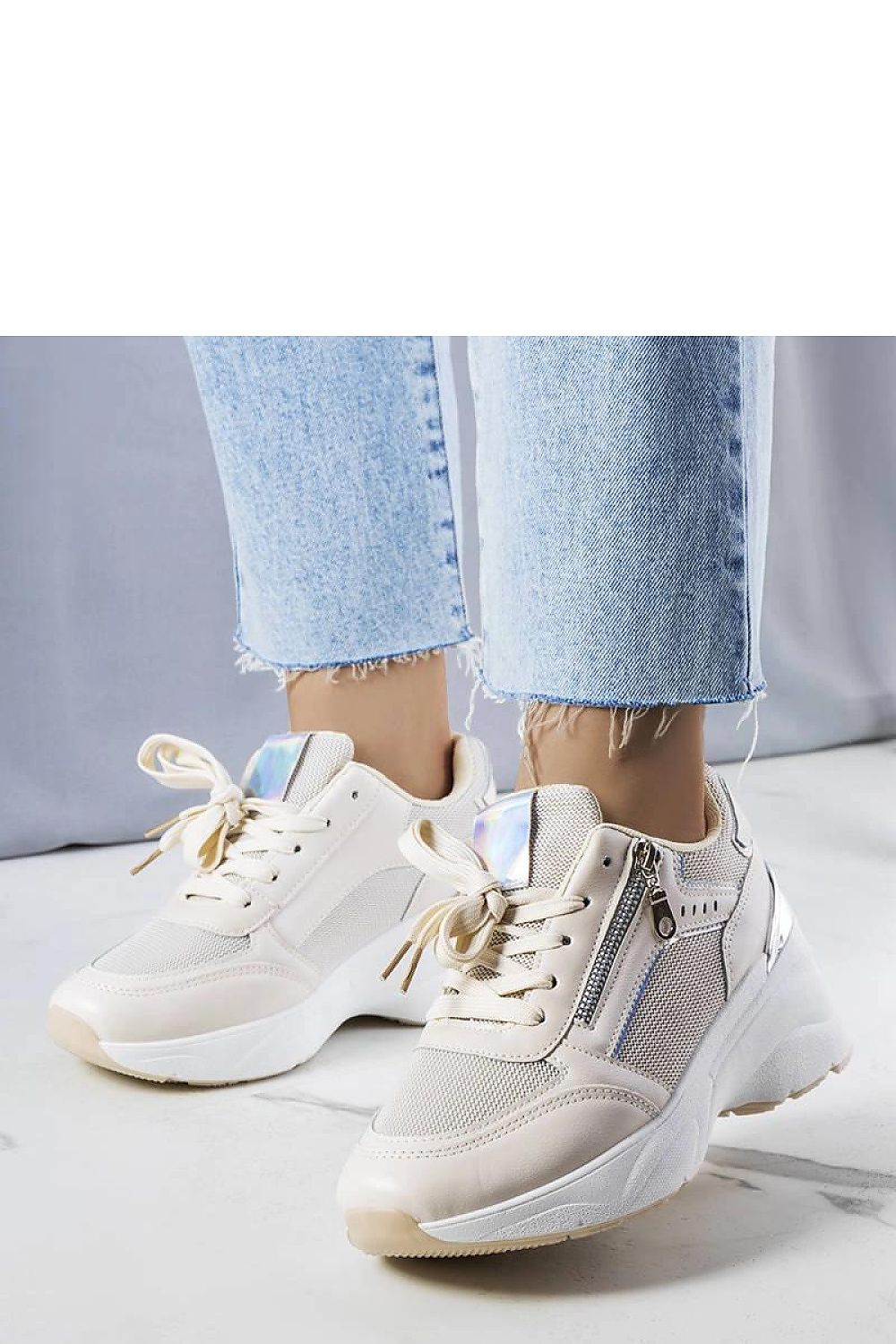 Beige Stacey Wedge dame Sneakers til dame fra MS StyleHaven, laget av Viskose; polyester; Polyamid, farge beige, størrelse 37, med long ermer, perfekt til casual