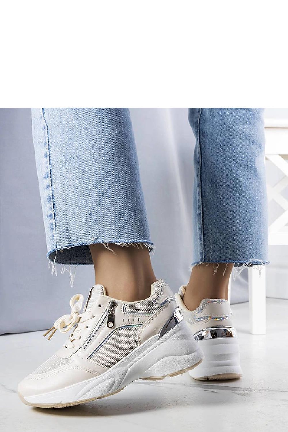 Beige Stacey Wedge dame Sneakers til dame fra MS StyleHaven, laget av Viskose; polyester; Polyamid, farge beige, størrelse 38, med long ermer, perfekt til casual