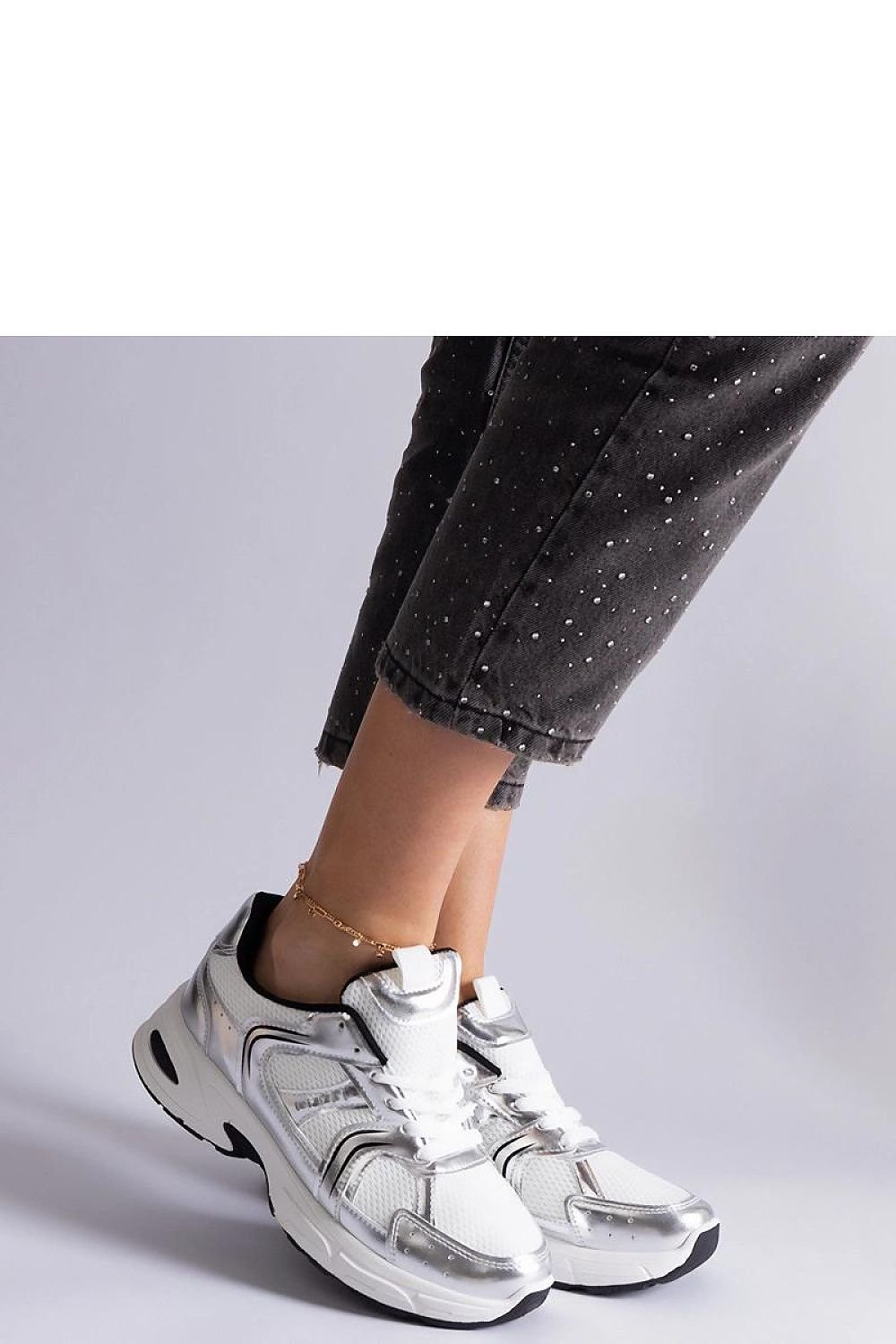 Ena Hurtado White Sports Dame Sneakers til dame fra MS StyleHaven, laget av Viskose; polyester; Polyamid, farge Grå, størrelse 36, med long ermer, perfekt til casual