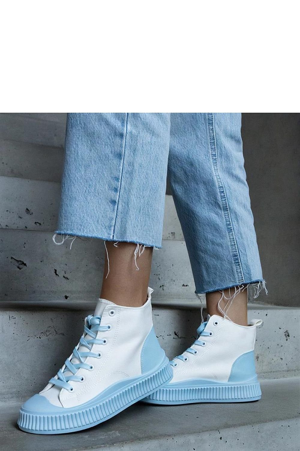 Terri hvite & Blå Platform dame Sneakers til dame fra MS StyleHaven, laget av Viskose; polyester; Polyamid, farge Hvit, størrelse 37, med long ermer, perfekt til casual