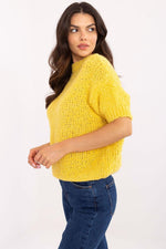 Short sleeve sweater Italy Moda fra MS StyleHaven, størrelse one-size-fits-all, med short, bukselengde long, kjolelengde midi, kjolestil wrap