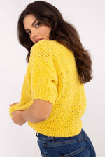Short sleeve sweater Italy Moda fra MS StyleHaven, størrelse one-size-fits-all, med short, bukselengde long, kjolelengde midi, kjolestil wrap
