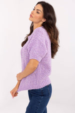 Short sleeve sweater Italy Moda fra MS StyleHaven, størrelse one-size-fits-all, med short, bukselengde long, kjolelengde midi, kjolestil wrap