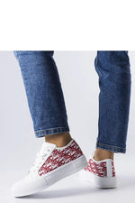 Marquis hvite dame joggesko med rødt mønster - for vår-sommer til dame fra MS StyleHaven, laget av Viskose; polyester; Polyamid, farge wihte/Rød, størrelse 37, med long ermer, perfekt til casual