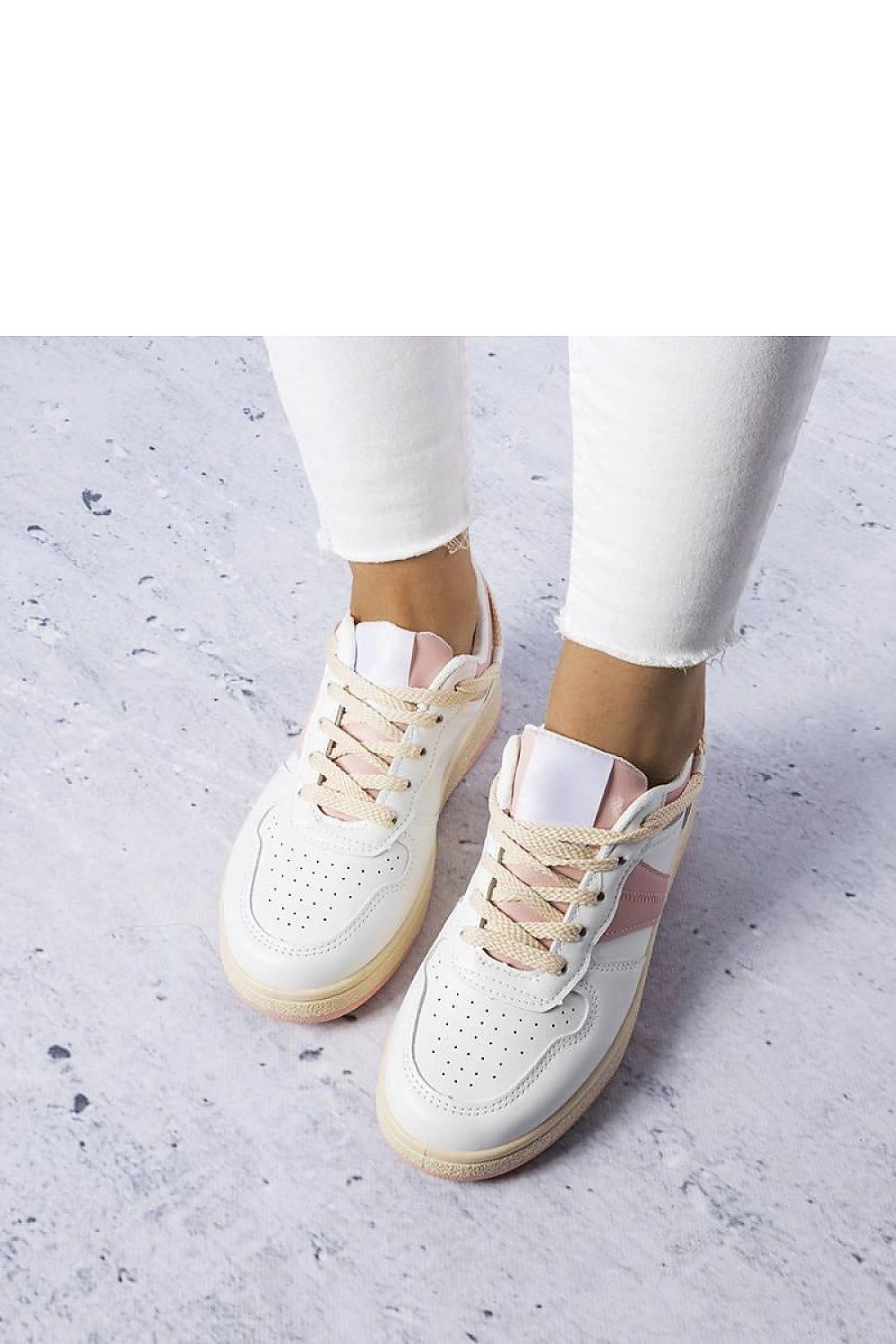 Marcella White & Pink dame sneakers – for sommeren til dame fra MS StyleHaven, laget av Viskose; polyester; Polyamid, farge Rosa, størrelse 37, med long ermer, perfekt til casual