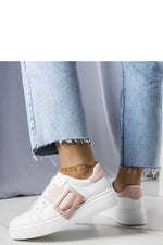Toni hvite dame joggesko med rosa spenne til dame fra MS StyleHaven, laget av Viskose; polyester; Polyamid, farge Hvit, størrelse 37, med long ermer, perfekt til casual
