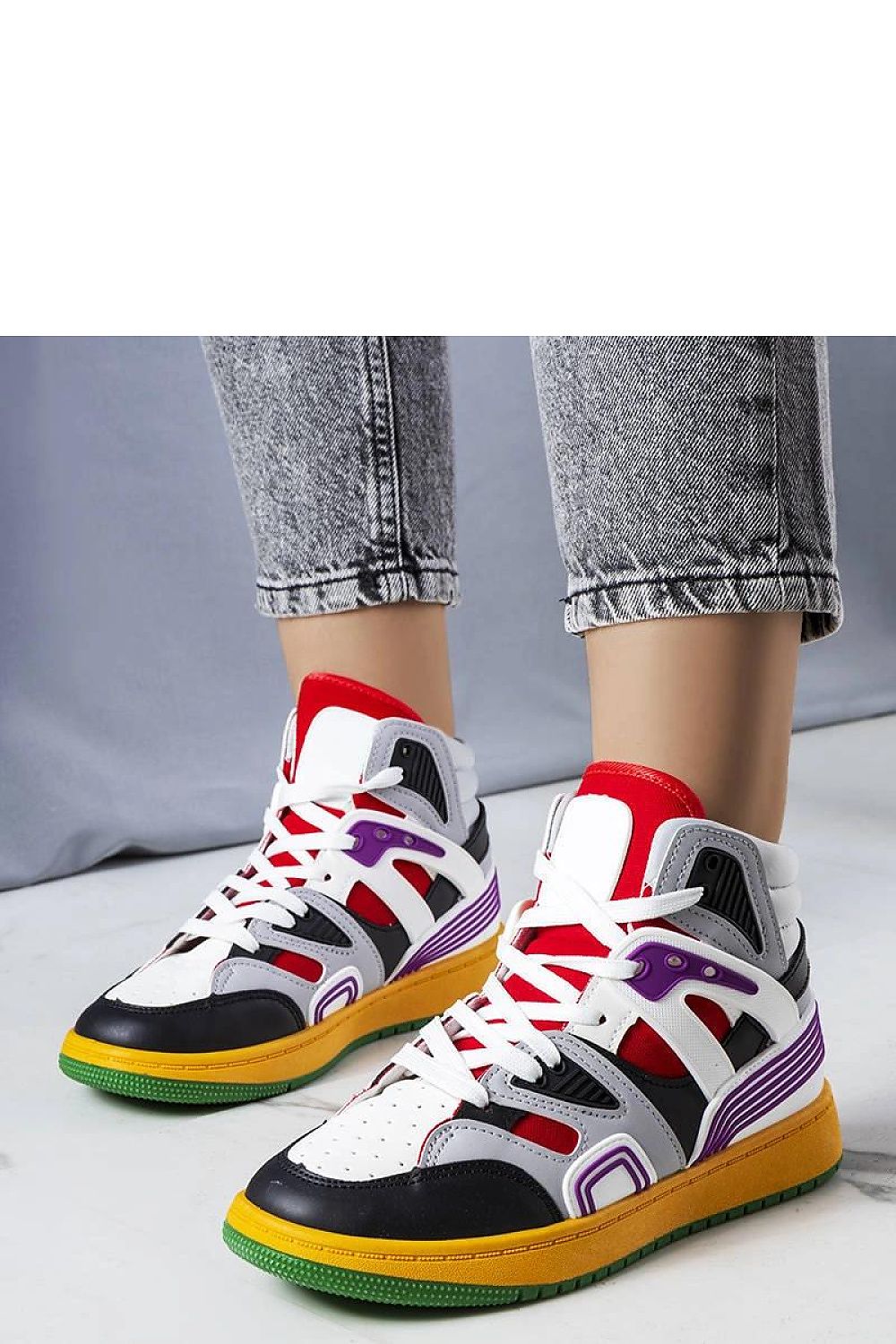 Marjorie hvite high-top dame sneakers til dame fra MS StyleHaven, laget av Viskose; polyester; Polyamid, farge multi, størrelse 39, med long ermer, perfekt til casual
