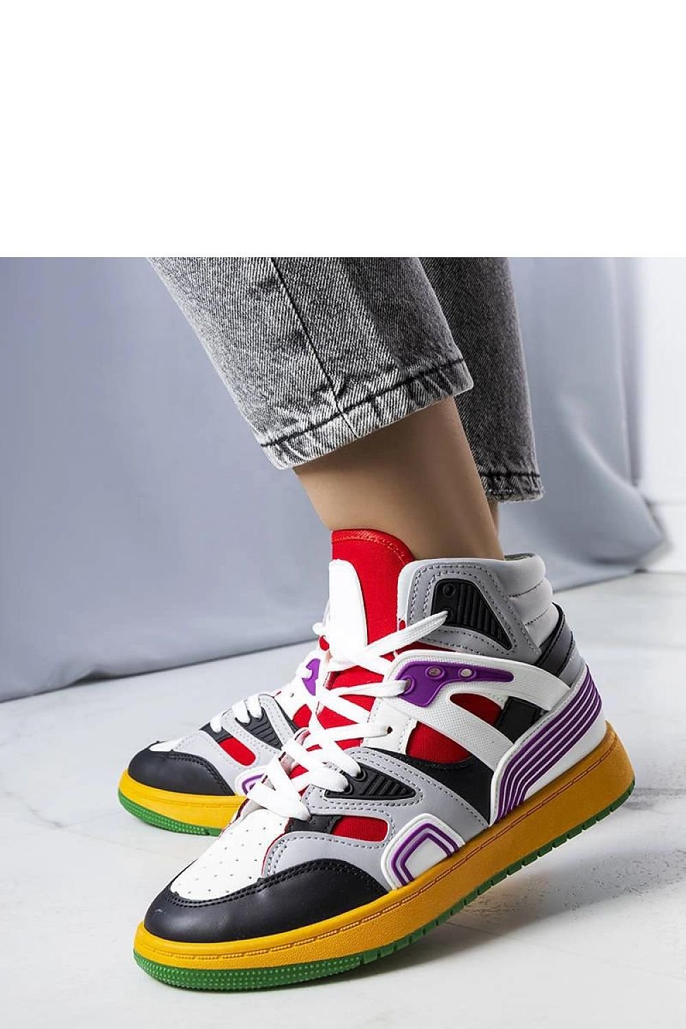 Marjorie hvite high-top dame sneakers til dame fra MS StyleHaven, laget av Viskose; polyester; Polyamid, farge multi, størrelse 40, med long ermer, perfekt til casual