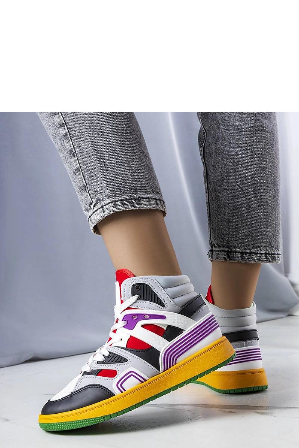 Marjorie hvite high-top dame sneakers til dame fra MS StyleHaven, laget av Viskose; polyester; Polyamid, farge multi, størrelse 41, med long ermer, perfekt til casual