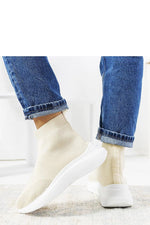 Jennifer – Beige høye sneakers til dame til dame fra MS StyleHaven, laget av Viskose; polyester; Polyamid, farge beige, størrelse 38, med long ermer, perfekt til casual